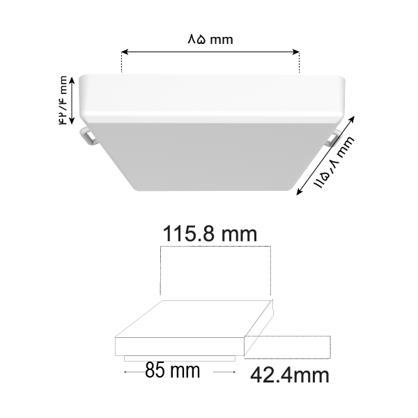 چراغ مربعی فریم لس 9 وات سری پلاتینیوم - تصویر 2