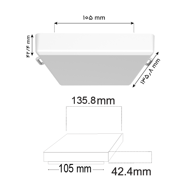 چراغ مربعی فریم لس 12 وات سری پلاتینیوم - تصویر 2